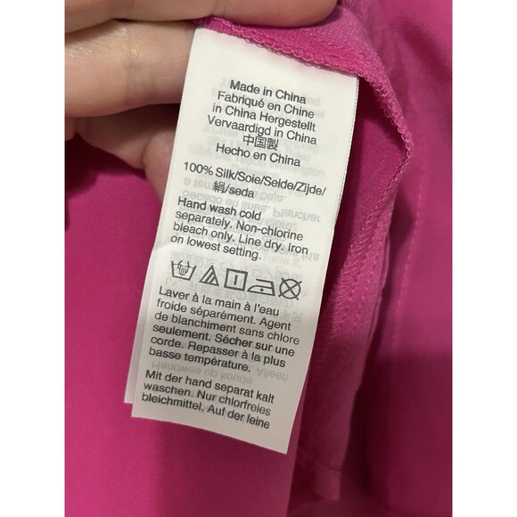 J. Crew Ruffle Front 100% Silk Button Blouse Pink Magenta Size 4 - Picture 6 of 6